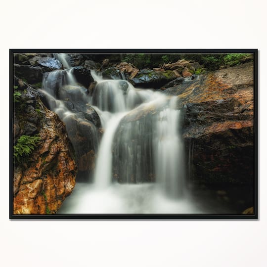 Designart - Slow Motion Waterfall on Rocks